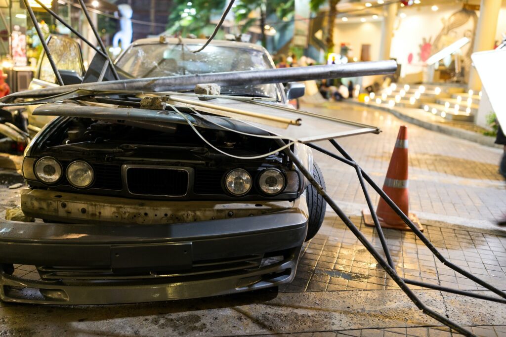 Car crash accident on street